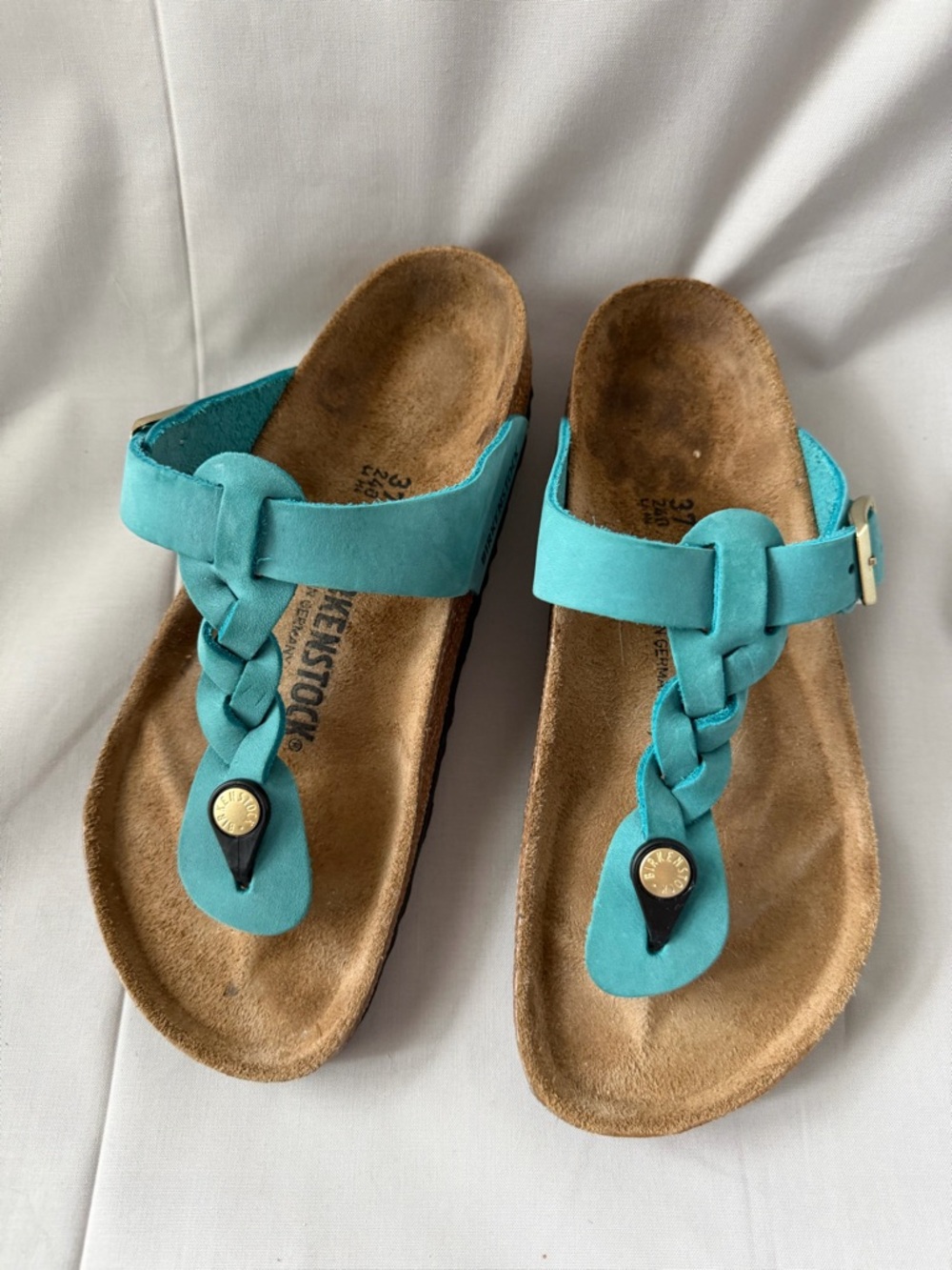 Birkenstock Women's Teal Braided Thong Sandals (shoe A 0195)